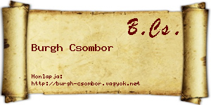Burgh Csombor névjegykártya